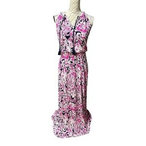 Cynthia Rowley Pink and Navy Blue Maxi Dress Size S